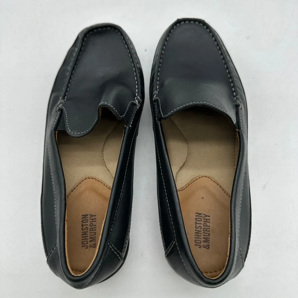 Johnston & Murphy 28-3981 Boys Size 4M Locklin Venetian Black Leather Loafers